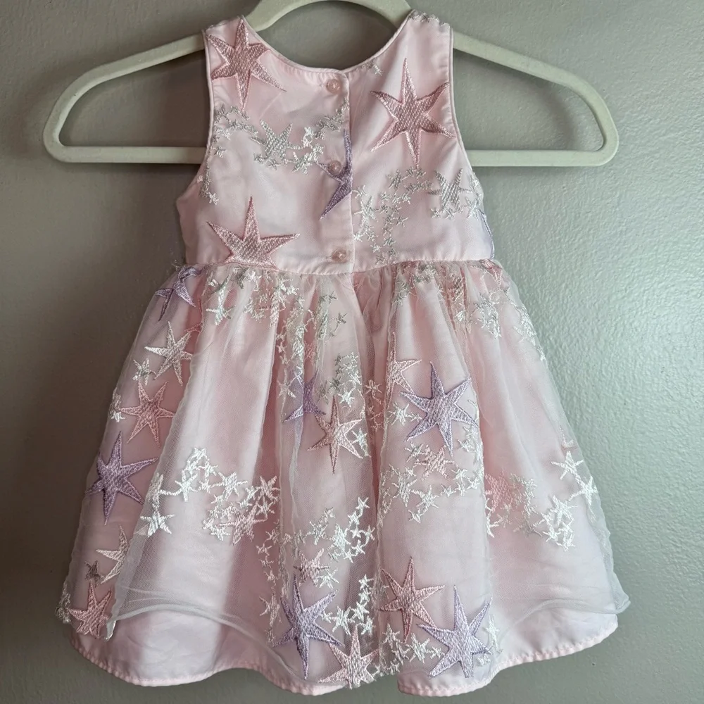 Pippa & Julie Sleeveless Tulle Star Embroidered Kids Dress Sz 24M